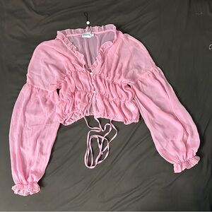 SNDYS Pink Sheer Blouse